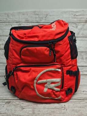 Vintage Rossignol Ski Boot Bag Backpack Red Large Travel Luggage Pack 20" x 21"